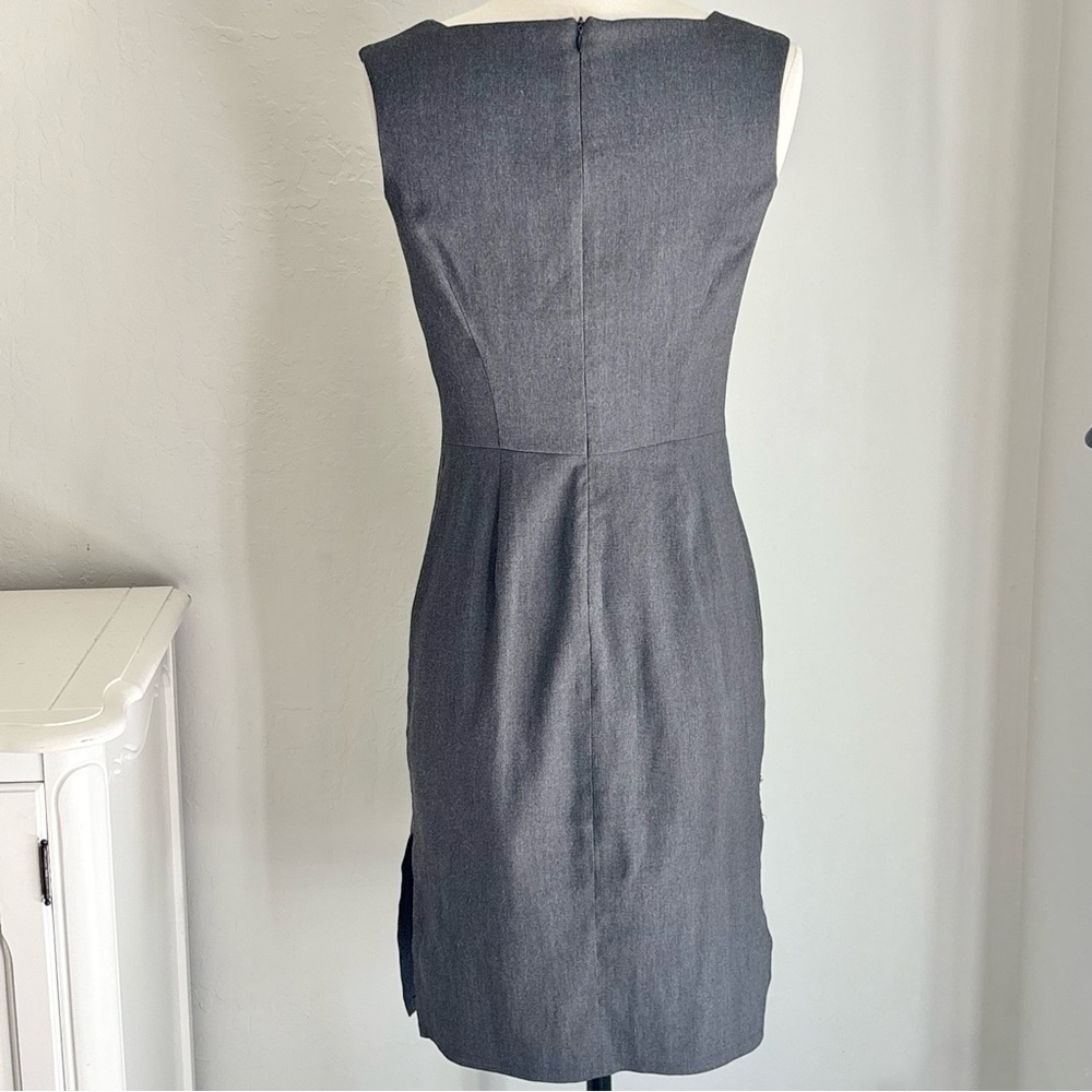 Max Studio Charcoal Gray Sleeveless Side Slit Sheath Dress, Size 4 - Picture 3 of 9